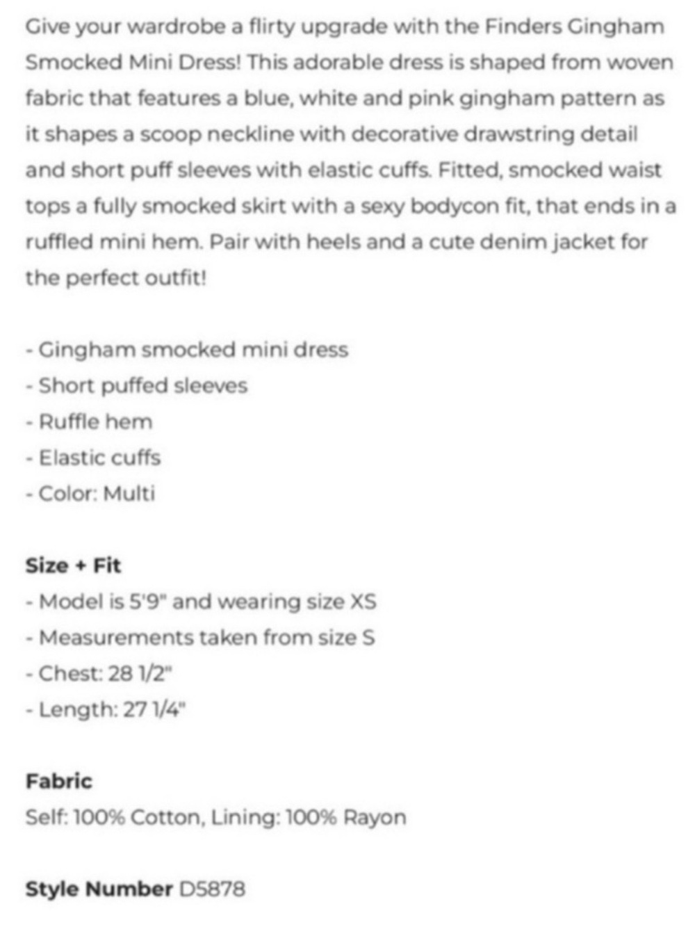 Sugar Lips Finders Gingham
Smocked Mini Dress - Picture 5 of 16